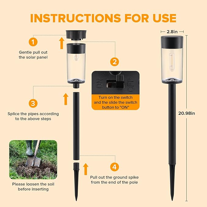 UME 2 Pack Solar Pathway Lights Outdoor, Bright Solar Garden Lights - Image 6