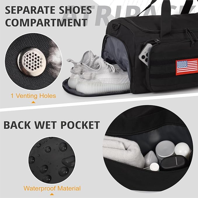 Tactical Gym Bag for Men, 60L Large Capacity Duffle Bags - Image 7