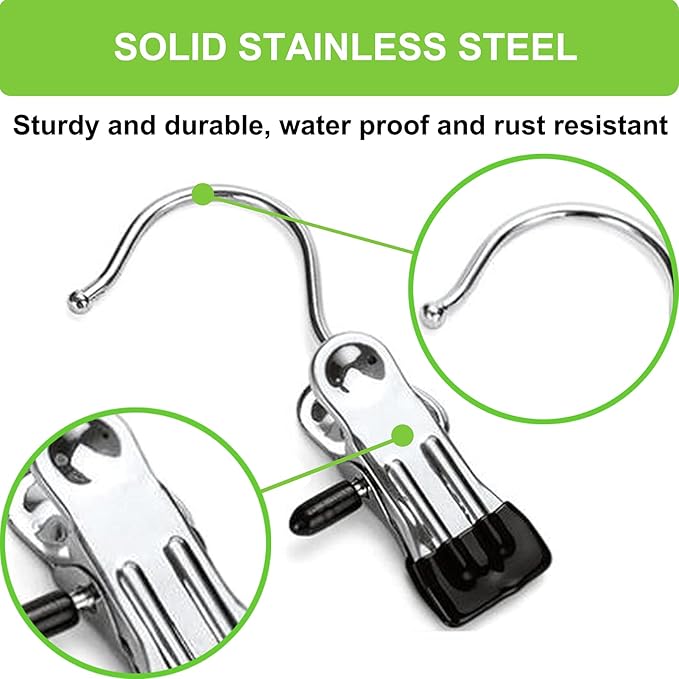 Boot Hangers Clips, 16 Pack Laundry Hooks Hanging Clips Clothes Pins Closet - Image 3