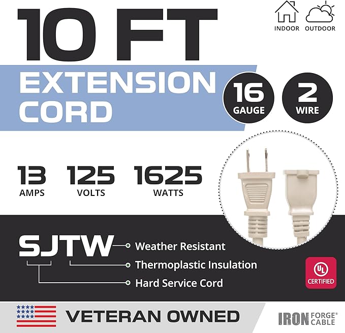 Iron Forge Cable 2 Prong Extension Cord 10 ft - Image 2