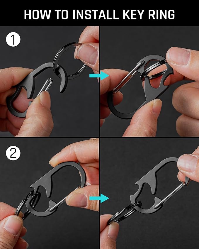 TISUR Titanium Carabiner Keychain Clip, Anti-Lost Key Ring Holder, Self-Locking - Image 3