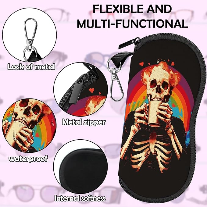 Glasses Case Sunglasses Eyeglass Soft Case Zipper Light Neoprene Pouch - Image 4