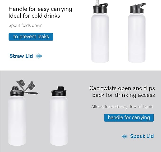 VEGOND 40 oz Insulated Water Bottle Bulk Stainless Steel Metal Water Bottles - Image 5