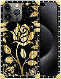 Compatible with iPhone 16 Pro Case, Shine Gold Rose Luxury Golden Decoration by Unknown