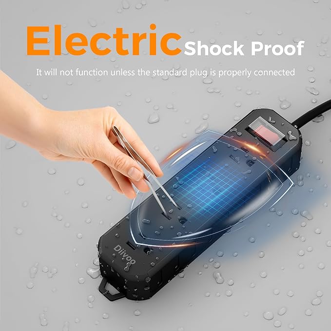 Outdoor Power Strip Weatherproof, 50 FT Extension Cord, Diivoo Waterproof Surge - Image 5