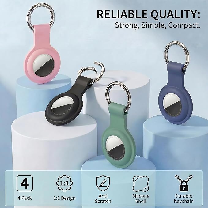 Linsaner Holder for AirTag 2nd Gen & 1st Gen, Silicone Case Keychain Key Ring - Image 2