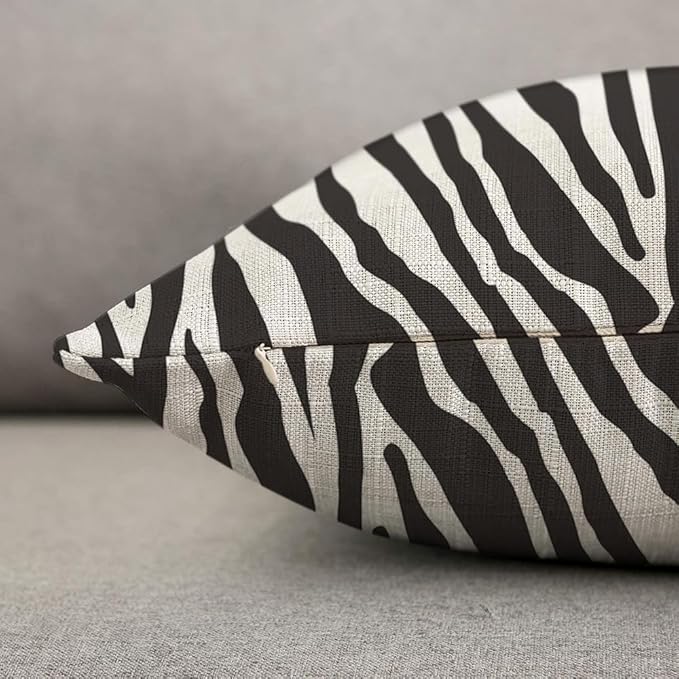 TKS MITLAN Zebra Print Pillow Covers 18 x 18 Inch Black White Leopard Line - Image 6