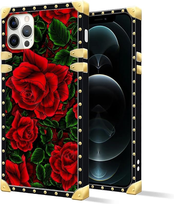 Compatible with iPhone 11 Pro Max Case, Vector Red Rose Green Leaf Luxury - Image 2