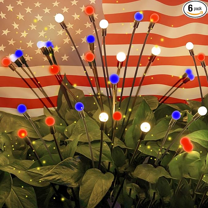 OZS 6 Pack Solar American Flag Lights by OZS