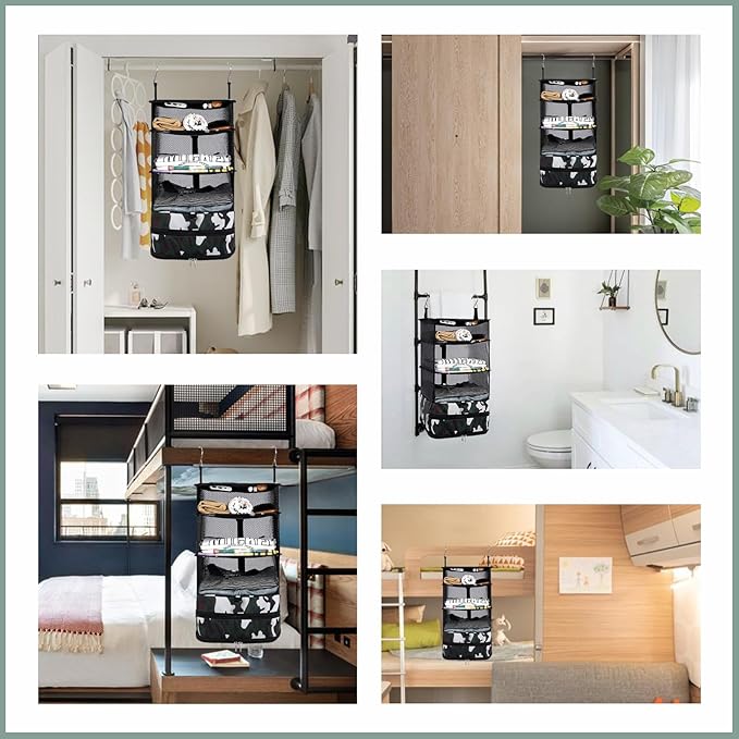 Surblue Hanging Closet Storage Bag Collapsible 3-Shelf Washable Oxford Fabric - Image 7
