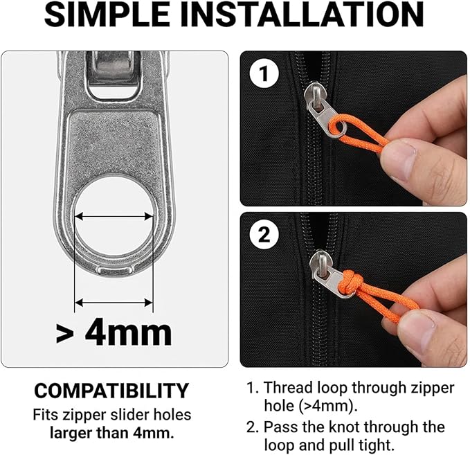 10 Pieces Paracord Zipper Pull Replacement Zipper Pulls Tab 4" Keychain - Image 6