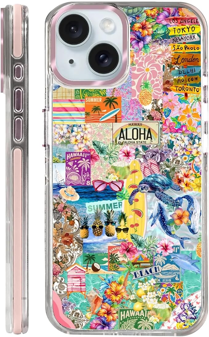Case for iPhone 13/14, Hawaii Aloha Cover Coastal Beach Collage Phone Case by Toulas