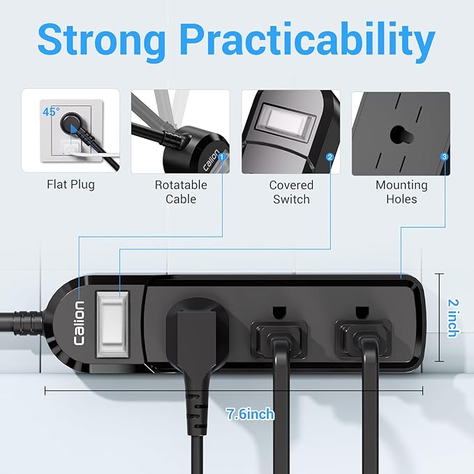 VNJ IPX6 Waterproof Outdoor Surge Protector Power Strip, 3AC Outlets 15FT Cord - Image 4