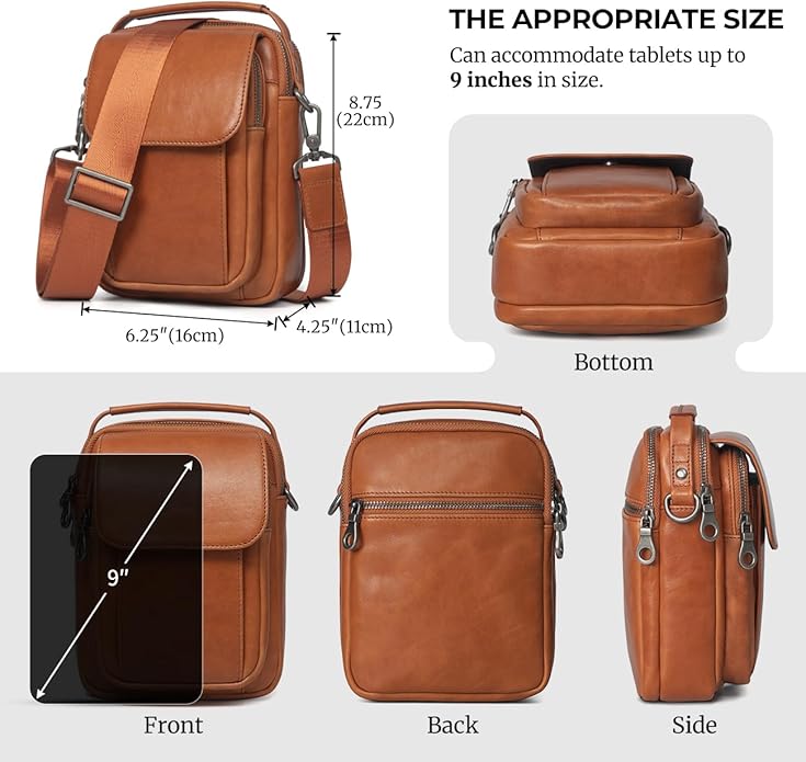Augus Leather Small Messenger Bag - Image 5