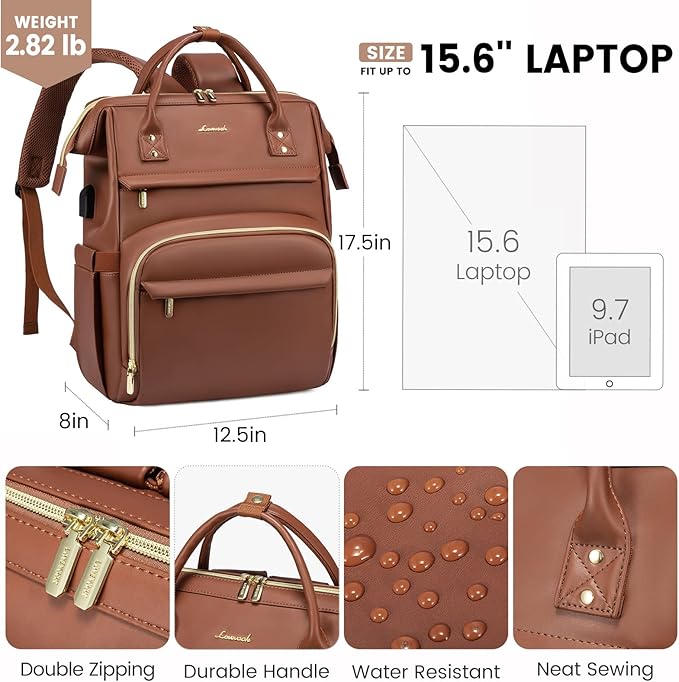 Leather Laptop Backpack for Women - 17in - Image 4
