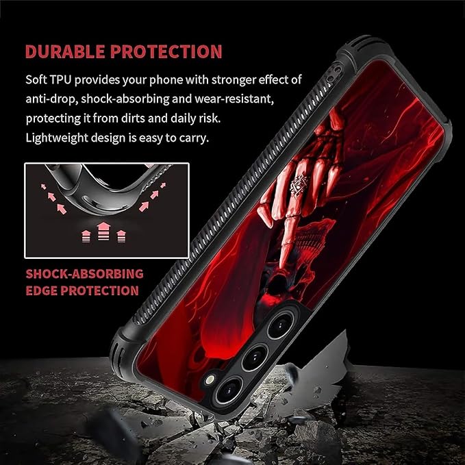 for Samsung Galaxy S23 Case, Gestures Funny Skull Pattern Graphic Design Girl - Image 3