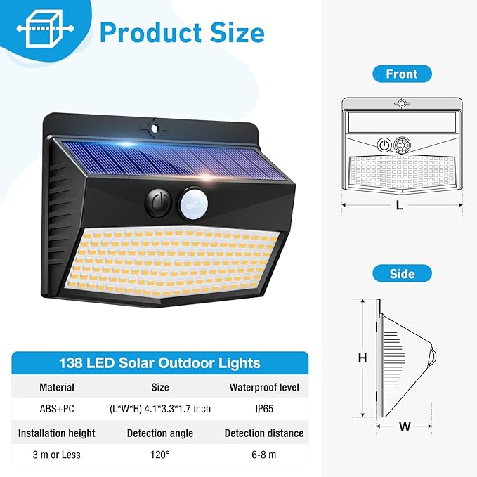 Peasur 1 Pack Solar Motion Lights Outdoor, Solar Security Light - Image 6