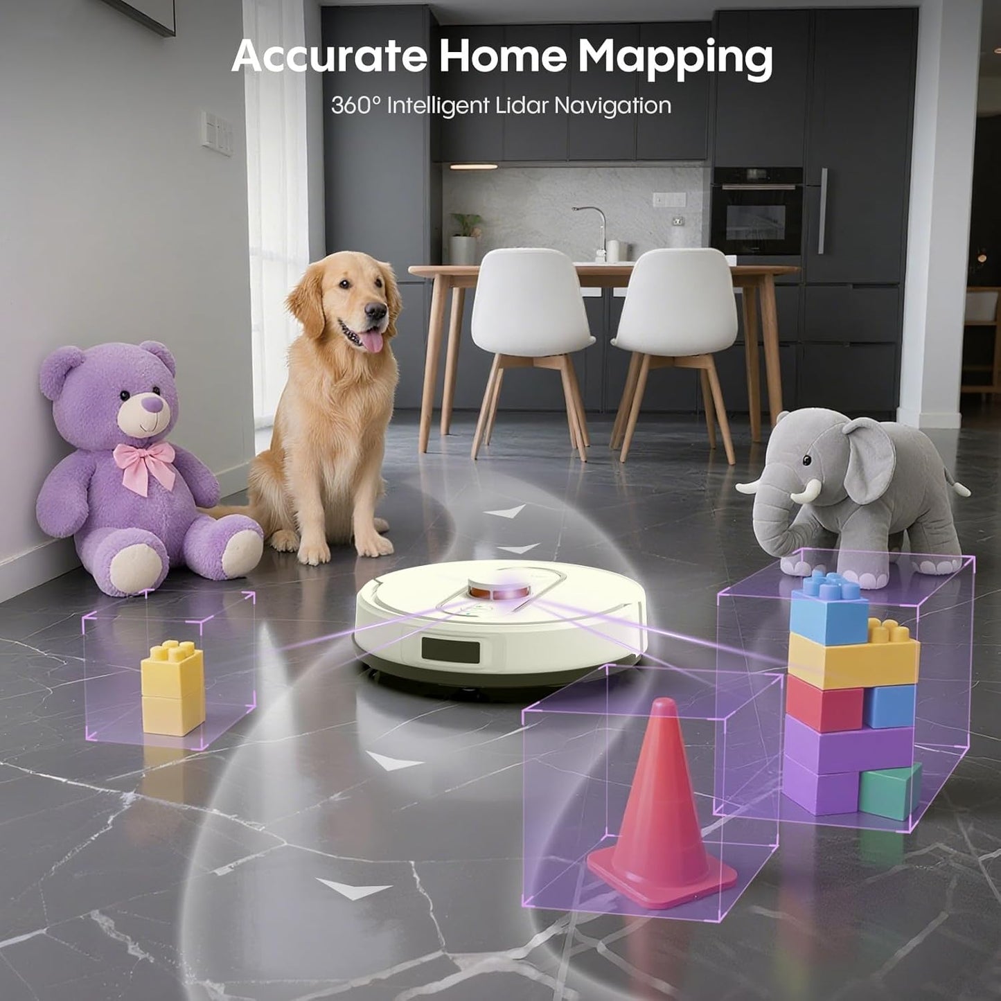 Bagotte Robot Vacuum and Mop, 5000Pa Robotic Vacuums,Self Emptying Station for 60 Days,LiDAR Navigation, No-Go Zones,Wi-Fi/App/Alexa Control, for Carpet, Hard Floors and Carpets