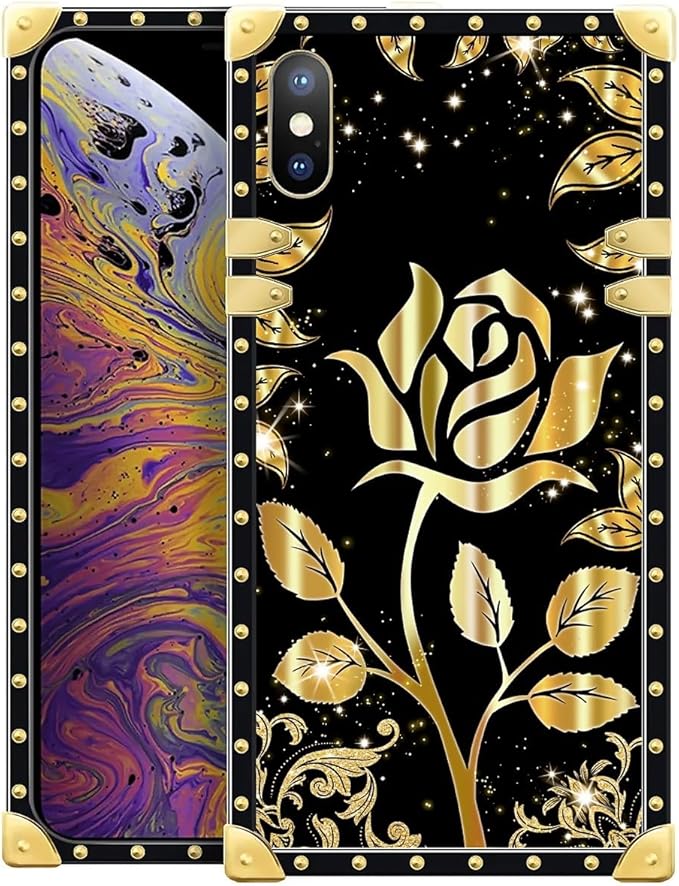 Compatible with iPhone Xs Max Case, Shine Gold Rose Luxury Golden Decoration by Unknown