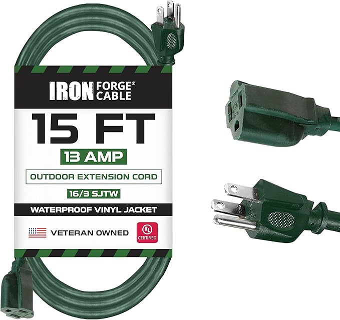 Iron Forge Cable Weatherproof 15 Ft Outdoor Extension Cord by IronForgeCable