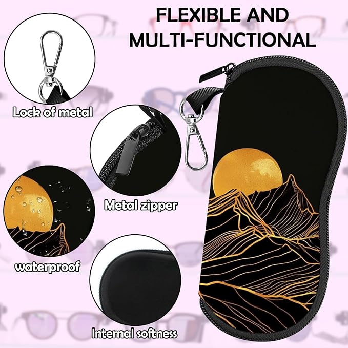 Glasses Case Sunglasses Eyeglass Soft Case Zipper Light Neoprene Pouch - Image 4