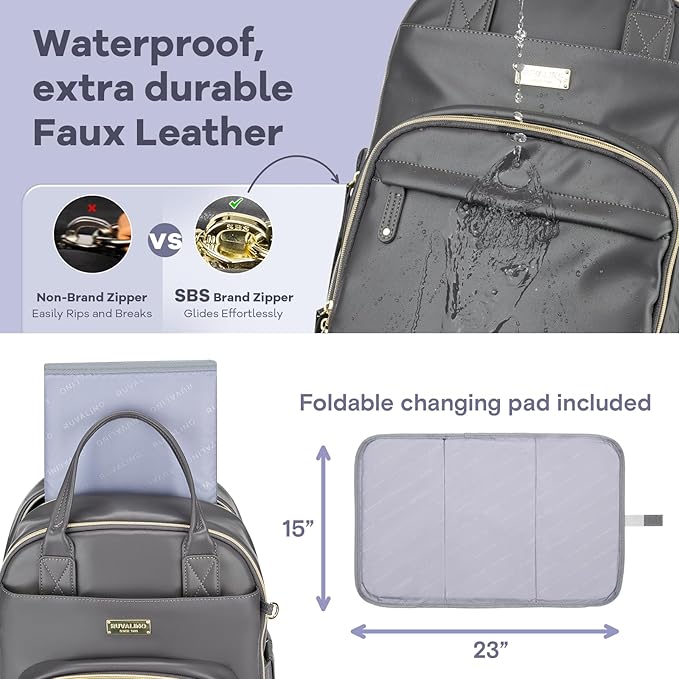 RUVALINO Diaper Bag Backpack, Insulated Bottle Holders & Pacifier Case - Image 4