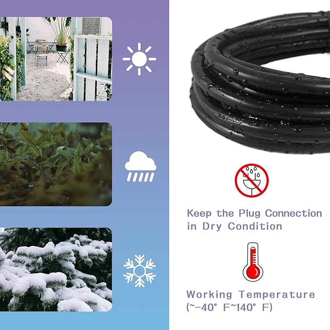 Indoor Outdoor Extension Cord 10 FT, 16/3 SJTW Weatherproof Black Electrical - Image 5