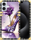 Compatible with iPhone 16 Plus Case, High Heeled Purple Diamond Rose Luxury by Unknown