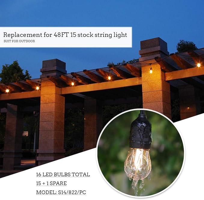 Jslinter S14 1W Outdoor String Lights Bulbs LED, Shatterproof & Waterproof - Image 7