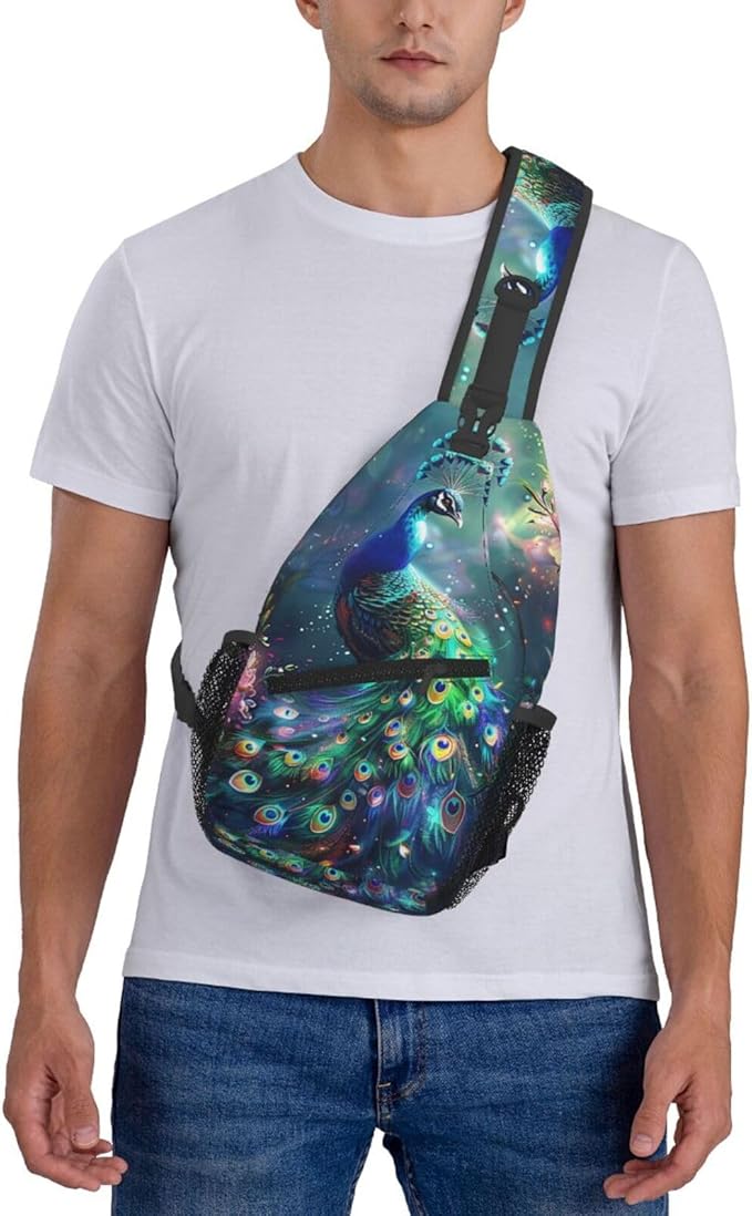 Peacock Sling Bag For Women Men Fashion Backpack Crossbody Beautiful Peacock - Image 7