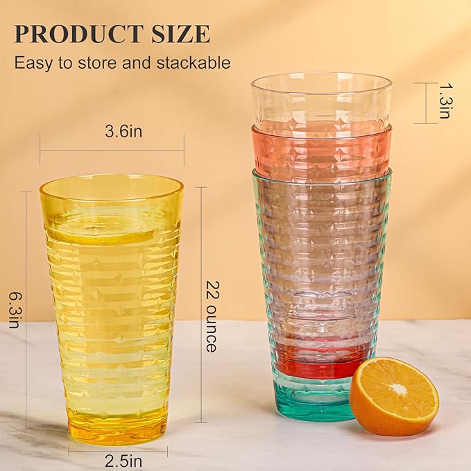 BPA-Free Plastic Tumblers 8 Pack | Reusable Dishwasher Safe | Stackable - Image 3