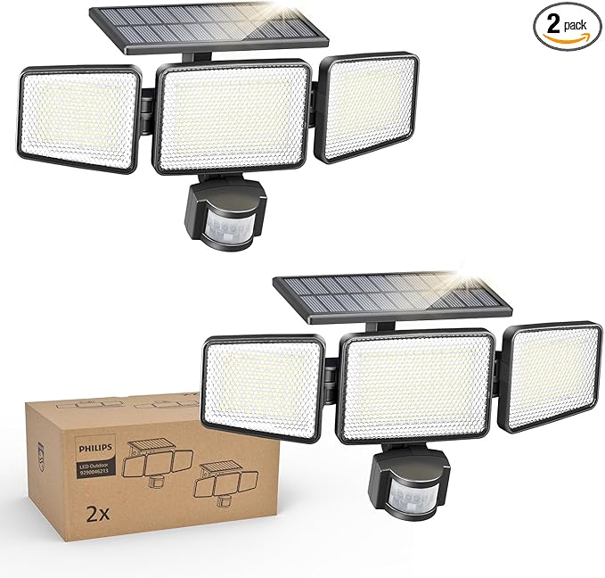Philips Solar Security Light Outdoor 302 LED 1200lm，Solar-Powered Waterproof by PhilipsLightingLED