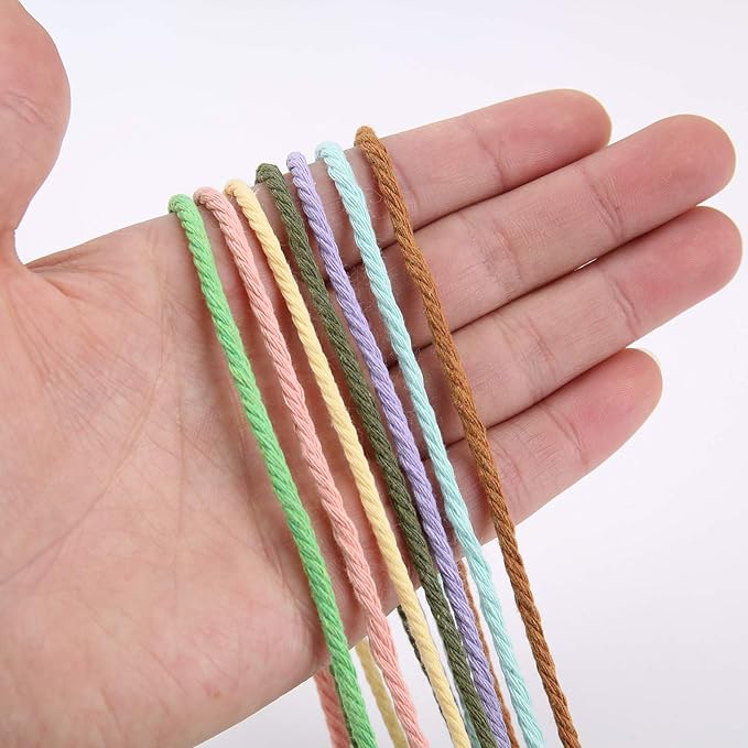 Caramel Macrame Cord 3mm x 109Yards, Colored Cotton Rope Craft Cord Colorful - Image 2