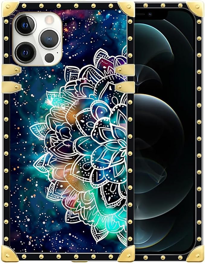 Compatible with iPhone 12 Case, Starry Sky Colourful Mandala Luxury Golden by Unknown