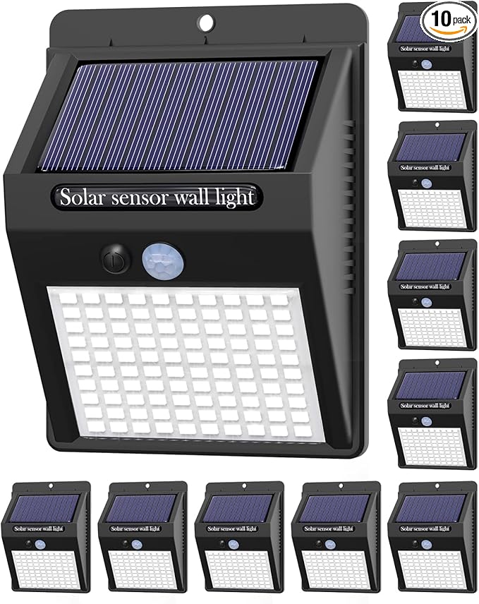 10 Pack Outdoor Solar Lights, 3 Modes/100LED Wireless Solar Security Lights by kolpop