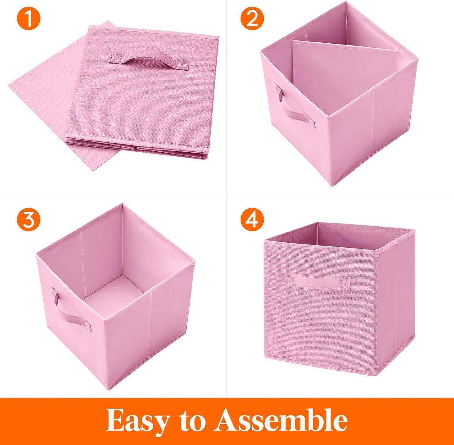 Lifewit 10 Packs Storage Cubes, 11 Inch Cube Storage Bins, Foldable Decorative Fabric Storage Baskets for Organizing Home Organizers with Handles for Shelves, Closet, Pink