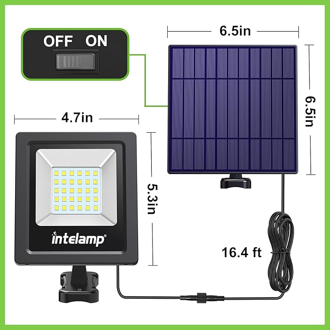 intelamp 4400mAh Solar Flood Lights, 2 Pack Outdoor Solar Security Light Dusk - Image 3