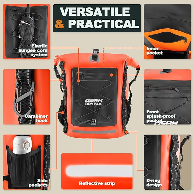 OSAH DRYPAK Waterproof Backpack Dry Bag 35L/55L/85L– Heavy Duty Roll-Top Hiking - Image 3