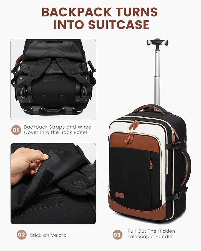 LOVEVOOK Rolling Backpack for Women, 50L Travel Backpack - Image 7