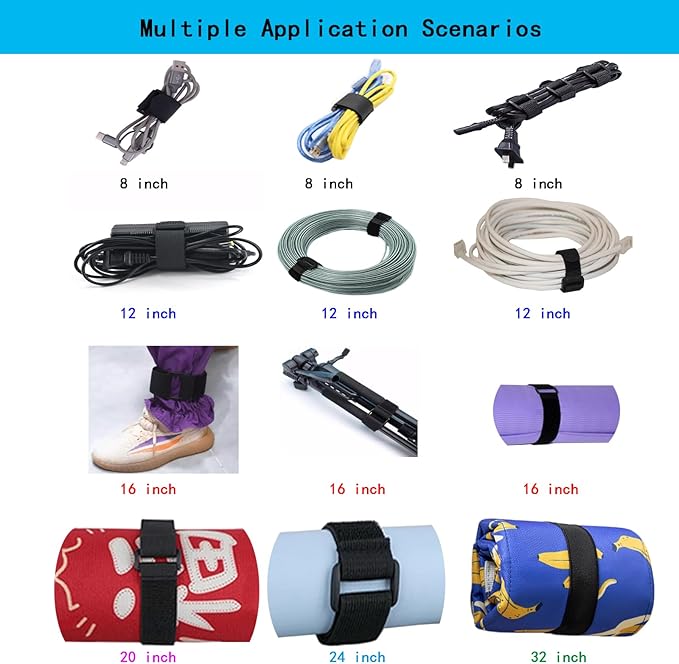 20 Pack Reusable Fastening Cable Ties and Cable Straps, Adjustable - Image 4