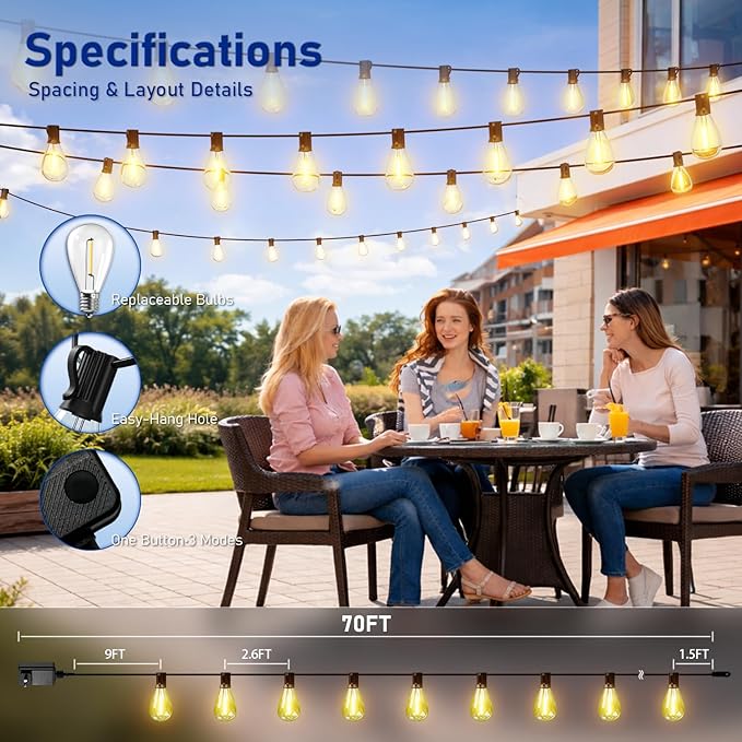 70FT LED Outdoor String Lights - Image 7
