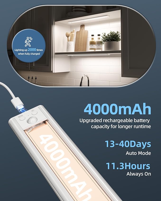 17" Under Cabinet Lights, Motion Sensor Light, Wireless Closet Lights, 3 Color - Image 5