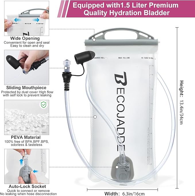 BECOJADDE Running Vest Hydration Backpack - Image 5