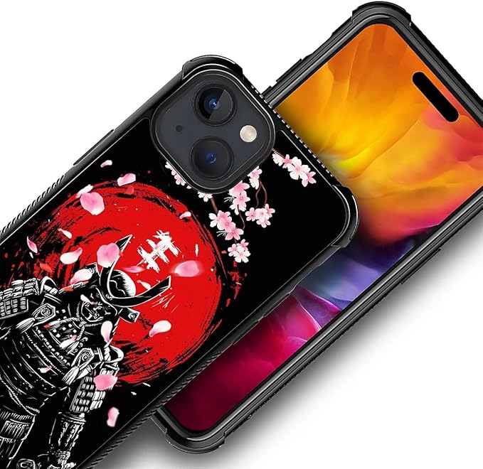 for iPhone 15 Case, Sakura Japanese Samurai Pattern Graphic Design Girl Boy - Image 4