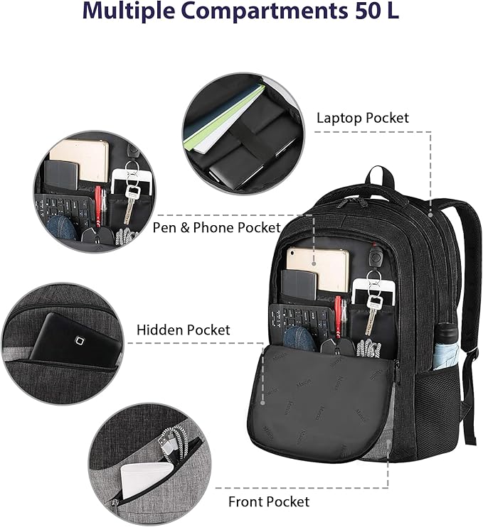 MATEIN Extra Large 50 L Travel Laptop Backpack, Water Resistant Work Computer - Image 5