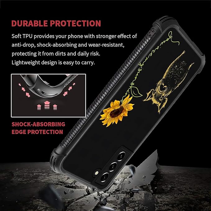 for Samsung Galaxy S21 Plus Case, Pig Sunflower Yellow Sunshine Pattern Graphic - Image 6