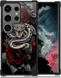 for Samsung Galaxy S24 Ultra Case, Entwined Rose Snake Pattern Graphic Design by FKBRCL4U
