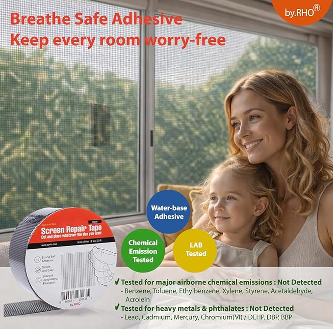 by.RHO Screen Repair Tape – Strong Self-Adhesive Window & Screen Door Repair Kit - Image 3