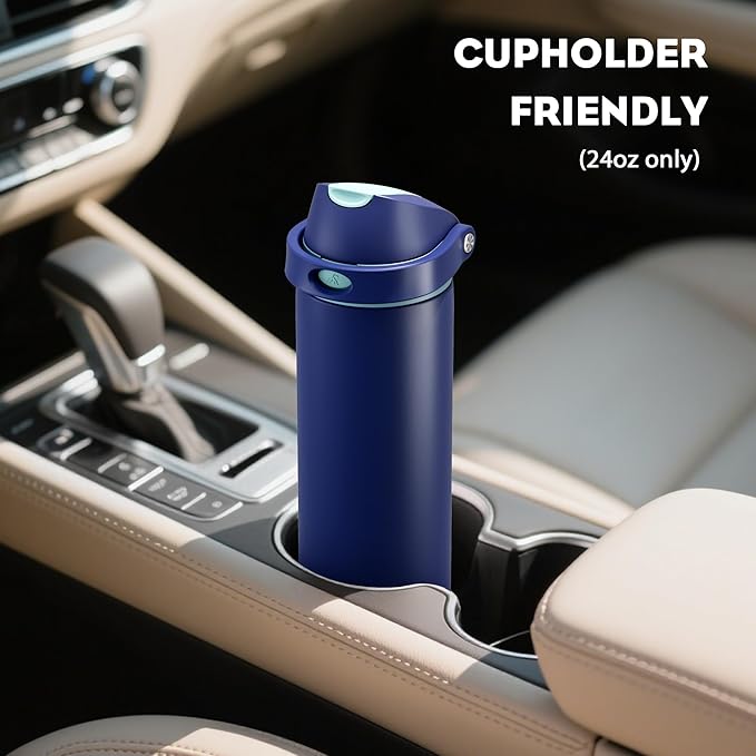 POWCAN 24 oz Insulated Stainless Steel Water Bottle: 2-in-1 Push-Button Spout & - Image 5