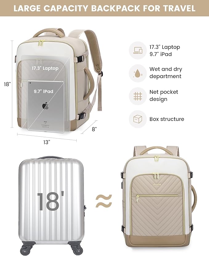 LOVEVOOK Large Travel Backpack for Women, TSA Carry on Backpack for Airplanes - Image 6
